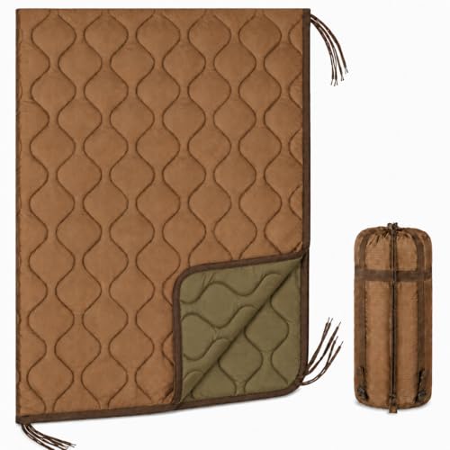 USGI Industries Military Woobie Blanket | Thermal Insulated Camping Blanket, Poncho Liner | Large, Portable, Water-Resistant, for Hiking, Survival | Compression Carry Bag - color: Od - Coyote