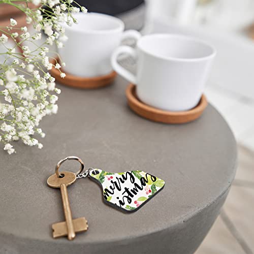 30 Pcs Cow Ear Tag Sublimation Blank Keychains MDF Board Heat Transfer Keychains Double Sided Sublimation Key Chains with Key Ring DIY Valentines Day Ornaments for Graduation Day Present Craft Making