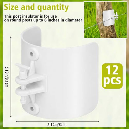 Pangda 12 Pcs Electric Fence Insulator Wood Post Electric Fence, Wood Post Nail-On Insulators for Fencing Wire Rope (White) - color: White