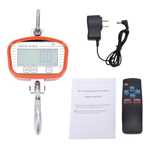 EVGATSAUTO 1000kg Digital Hanging Scale Crane Scale LCD Display with Remote Control Temperature Humidity Detection Aluminum Alloy Casing for Farm Outdoor Weighing