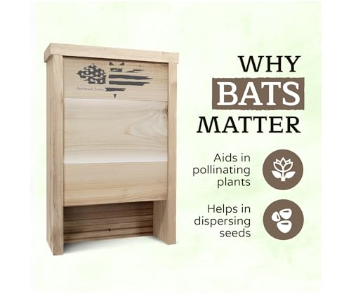 Made in USA, Premium-Grade Red Cedar Bat House, 2 Chamber Bat Box, Easy-to-Install Wooden Bat House Kit, Weather-Resistant Bat Houses for Outdoors, Includes Mounting Screws - Applewood Outdoor - style: 2 Chamber Cedar