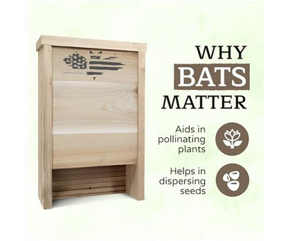 Made in USA, Premium-Grade Red Cedar Bat House, 2 Chamber Bat Box, Easy-to-Install Wooden Bat House Kit, Weather-Resistant Bat Houses for Outdoors, Includes Mounting Screws - Applewood Outdoor - style: 2 Chamber Cedar