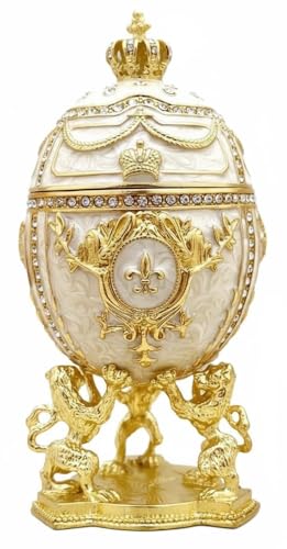 Fabergé Egg Pure GOLD decor 4ct Collectors Egg Russian Jewelry Box Faberge Egg Trinket HANDMADE Faberge Box 200 Austrian Crystal Diamonds & Gold Bracelet Womens Jewellery Gift Ideas (Perla FAberge) - color: Perla FAberge
