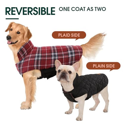 Kuoser Waterproof Dog Coat, Reversible Dog Jacket for Medium Dogs, Adjustable Durable Doggie Winter Coat Warm Puppy Cold Weather Apparel from Small to Large Breed, Red M - color: Red, size: Medium (Pack of 1)