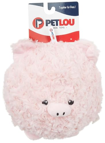 Pet Lou Pig Ball, Pink, 8-inches Height, Squeak Toy, Plush, Pet Toys and Supplies