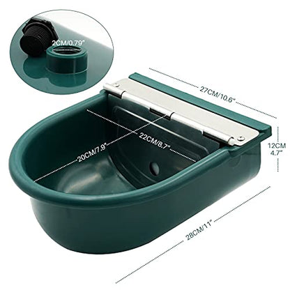 MINYULUA Automatic Waterer Bowl Large Horse Waterer with Float Valve | Automatic Water Feeder Dispenser Bowl, with Drain Plug, Plastic Material, Widely Used, Easy to Clean, Easy to Install, Green - color: dark green