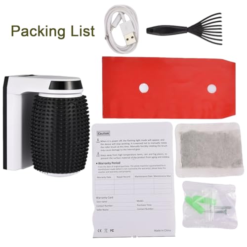 Cat Corner Brush - Grooming Tool, Wall Mount Comb | Automatic Rotating Massager Brush, Catnip-Infused Groomer for Indoor Use, for Long Cats