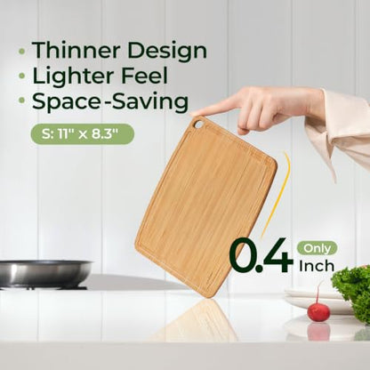 Keechee Dishwasher Safe Carbonized Bamboo Wood Cutting Boards for Kitchen with Juice Groove, Wooden Charcuterie & Chopping for Fruit, Vegetables & Cheese, Durable, Lightweight, Water-Resistant - size: 10.4"L x 8"W