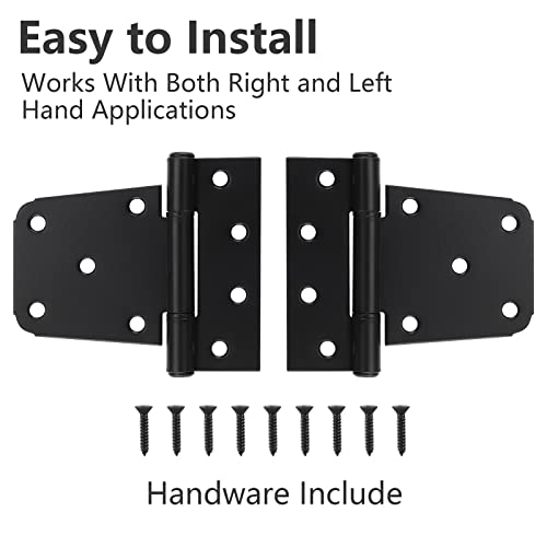 Heavy Duty Gate Hinges 4 Pack, 3.5 Inch Black Shed Barn Door Hinges, Metal Gate Hinges for Wooden Gates Wood Fence Outdoor with Screws, HOME MASTER HARDWARE - color: 4 Pack - Black
