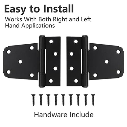 Heavy Duty Gate Hinges 4 Pack, 3.5 Inch Black Shed Barn Door Hinges, Metal Gate Hinges for Wooden Gates Wood Fence Outdoor with Screws, HOME MASTER HARDWARE - color: 4 Pack - Black
