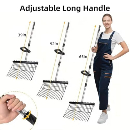 65In Pitch Forks for Garden, Long Handle Adjustable Steel Handle, Rustproof Heavy Duty HayPitch Fork for Gardening Horse Stall Stable Grass Hay Cleaning Farm Work