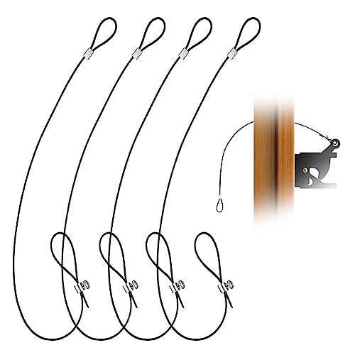 Gate Latch Cable Pull, 19 Inch Stainless Steel Adjustable Gate Pull Cord for Metal Wooden Fences Garden Backyard Door Fence Gate Opener (4 Pieces, Black) - color: Black