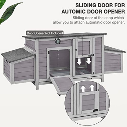 Chicken Coop Large Expandable Chicken House for Outdoor with Two Nesting Box, Leakproof Pull-on Tray and UV-Resistant Roof Panel