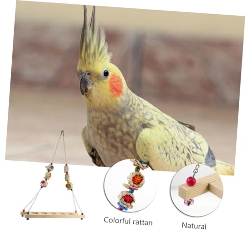 ORFOFE Natural Wood Chicken Ladder Swing Bird Toy for Chickens Parrot Swing Biting Toy Bird Perch Toy
