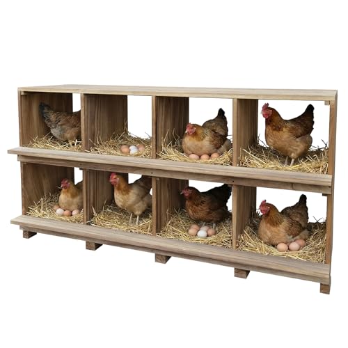 50.2in 8-Compartment Wooden Nesting Boxes for Chickens with Perches - Wall or Floor Mount, Chicken Nesting Box Can Prevents Egg Breakage, Secure Roosting for Chickens, Ducks, Hens and Small Poultry