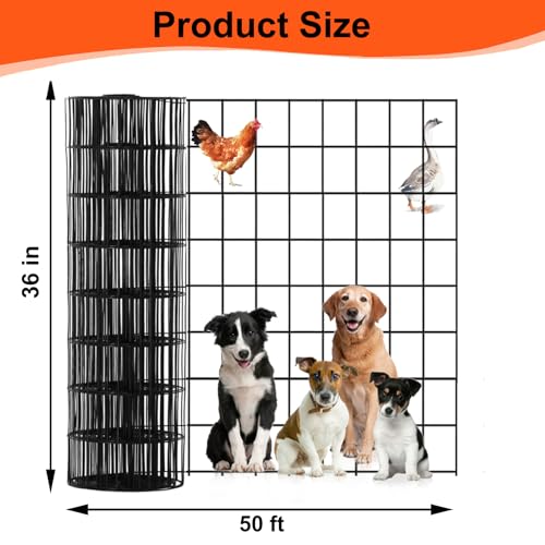 Wire Mesh Roll for Poultry Cages 36IN x50FT- Heavy Duty Fencing Net for Farm Garden Animal Plant Protection, Chicken Wire Fence, Easy to Install Fencing for Rabbits, Birds, Vegetables (Black) - color: Black