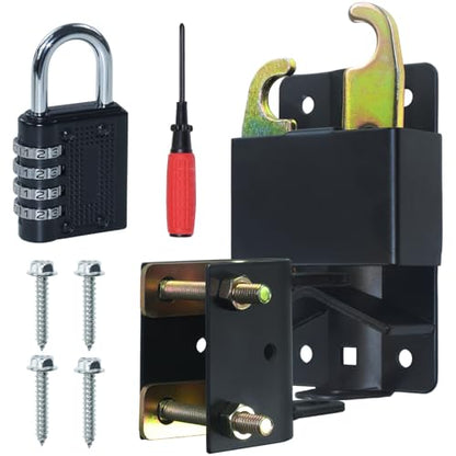 S16100700 Small Black Two Way Lockable Gate Latch (3"x5") for Metal Gates with 1-1/4" to 1-1/2" Diameter Tubes Replaces S16100700 Gate Latch for Farms Pastures, with 4-Digit Combination Lock - color: 1 Pack S16100700
