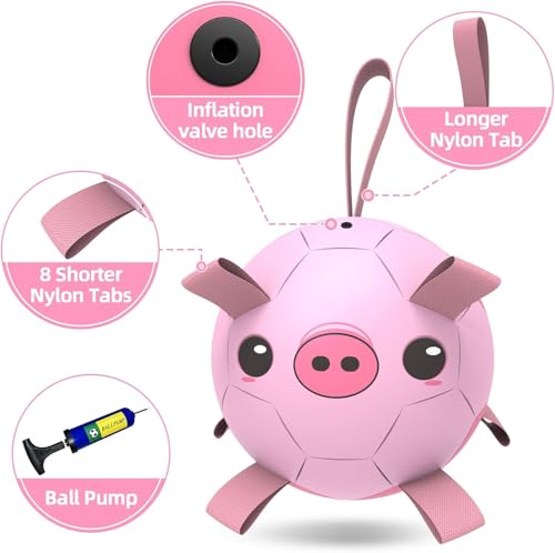 Piggy Poo and Crew Durable Interactive Fetch and Play Pig Soccer Ball for Dogs Puppies Pigs Small Animals