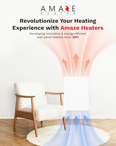 Electric Wall Heater - 250W Amaze Mini Convection Panel Heater w/Wall Mount Kit Up to 80 sq ft - 18″x24″ Paintable & Energy Efficient for Bedroom or Bathroom - Amaze Heaters - size: 250W Mini