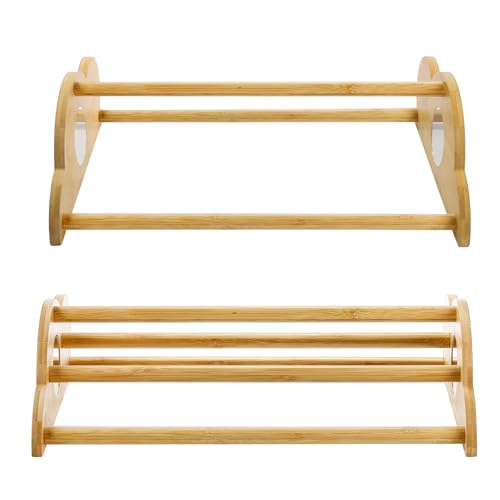 Frcctre 2 Pack Bamboo Chicken Perch, Freestanding Roosting Bar Set Baby Chick Stand Training Perch Chicken Jungle Gym with Built-in Mirrors for Brooder, Coop, Hens