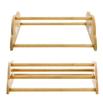 Frcctre 2 Pack Bamboo Chicken Perch, Freestanding Roosting Bar Set Baby Chick Stand Training Perch Chicken Jungle Gym with Built-in Mirrors for Brooder, Coop, Hens