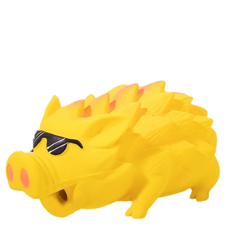 Dog Latex Pig Toy, Large Squeaky Design with Textured Back for Chewing, Training, and Floating Play (Yellow) - color: Yellow