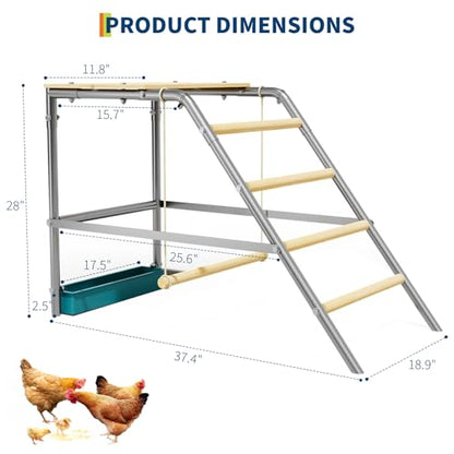 GarveeHome Chicken Perch for Coop with Swing, Wooden Ladder, Chicken Roosting Bars for Backyard Poultry Farm, Easy Assemble & Clean - size: 37.4"L x 18.9"W x 28"H