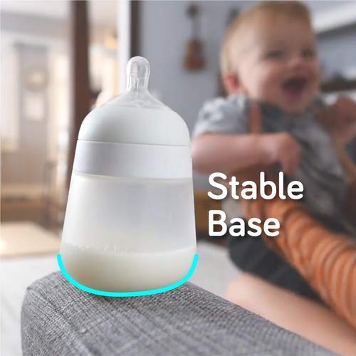 Nanobebe Flexy Silicone Baby Bottle, Anti-Colic, Natural Feel, Non-Collapsing Nipple, Non-Tip Stable Base, Easy to Clean, 3-Pack, Gray, 9oz - color: Grey, style: 9 Ounce 3-Pack