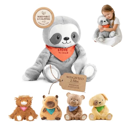 Lilly's Love Weighted Stuffed Animals for Kids — 2.5lb Calming Sloth Plush for Anxiety, ADHD & Sensory | Machine Washable Weighted Stuffed Animal w/Removable Insert | Stevie The Sloth - color: Sloth 2.5lb