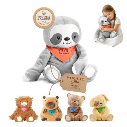 Lilly's Love Weighted Stuffed Animals for Kids — 2.5lb Calming Sloth Plush for Anxiety, ADHD & Sensory | Machine Washable Weighted Stuffed Animal w/Removable Insert | Stevie The Sloth - color: Sloth 2.5lb