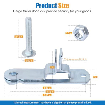 Cargo Trailer Door Latch Trailer Latches Ramp Locking Hasp Enclosed Trailer Door Latch Cam Lock Latch Keeper (‎ Trailer Door Hasp 2 Pack Comes with Screws 4 - Nuts 4 ）