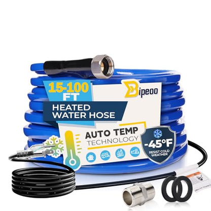 15FT Heated Water Hose for Rv,Heated Water Hose Antifreeze to -45°F,Great Rv Accessories for Campers,Livestock,Agriculture,Lead and BPA Free