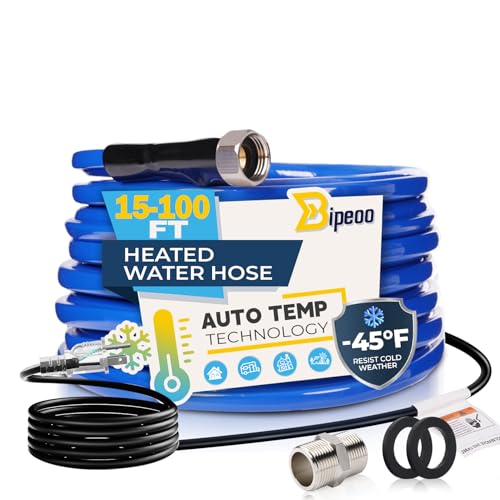 15FT Heated Water Hose for Rv,Heated Water Hose Antifreeze to -45°F,Great Rv Accessories for Campers,Livestock,Agriculture,Lead and BPA Free
