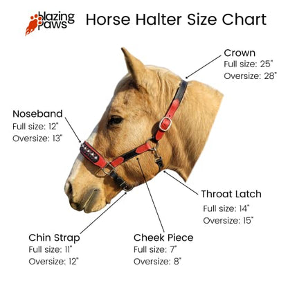 Vibrania Leather Horse Halter in Two Tone Double Layer Super Soft Premium Distressed Leather with Solid Brass Hardware (Oversize, Cherry) - color: Cherry, size: Oversize