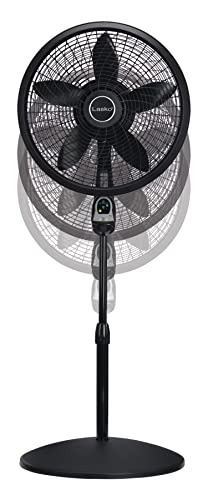 Lasko Oscillating Cyclone Pedestal Fan with Remote Control - Cooling Standing Fan for Bedroom, Living Room, and Home Office - Adjustable Height - 3 Quiet Speeds - 1843 - 18" Blade Diameter - Black