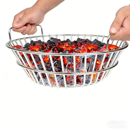Charcoal Basket Compatible with Big Green Egg Large and Kamado Joe Classic - 304 Stainless Steel Ash Basket Grate Replacement for Kamado Grill