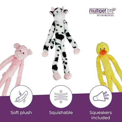 Multipet Swingin' Slevin Cow Dog Plush Toy - Squeaky Toys for All Dogs - Extra Soft Plush - Stuffed Animal for Cuddling & Playing - Cute (27”, White, 5 Squeakers) - size: 27", style: Cow
