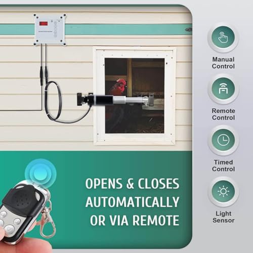 Chicken Coop Door Opener Automatic Door Opener Closer 12VDC Timing Photosensitive Remote Control Kit (US
