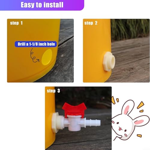 4 Set Water Bucket Connector System with Ball Valve Filter for Rabbit Poultry Animal Watering Equipment 5/16 Inch