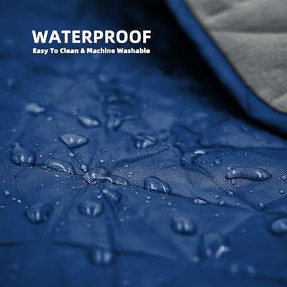 Large Outdoor Waterproof Blanket Extra Thick Fleece Stadium Blanket for Camping, Car, Pet, Picnics - Windproof, Wearable, Machine Washable 80" x 58" (Deep Blue,Hooded) - color: Hooded-deep Blue