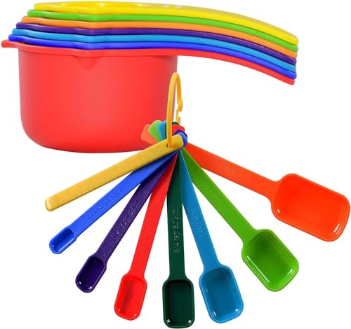 DOTINGHUX Measuring Cups and Spoons Set of 15,Assorted Colors - color: 15 Cup Spoon Set