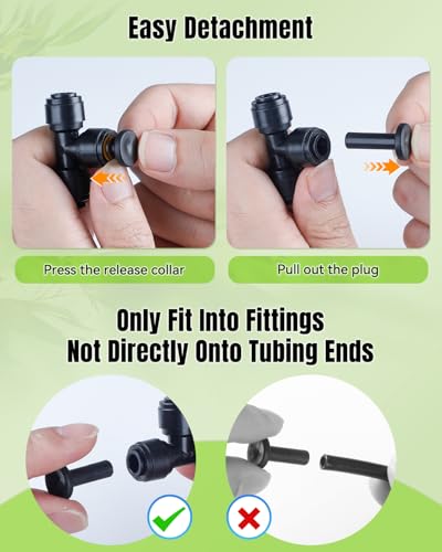 Pawfly 15 Pcs 1/4" End Plugs for Quick Connect 1/4" Drip Irrigation Tee Connectors, Push-to-Fit Connector End Cap Fittings, Leak-Proof End Closure Parts Stoppers, 1/4 Inch Drip Irrigation Parts - size: 15pcs 1/4" End Plugs