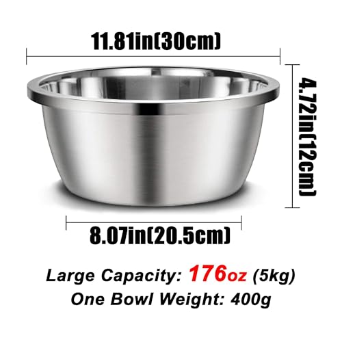 Stainless Steel Large Dog Bowl Set of 2, with 176 oz (24cup) High Capacity Metal Dog Food Bowls,Desirable Water and Food Bowls for Large, X-Large, and Giant Dogs,Heavy Duty, BPA-Free