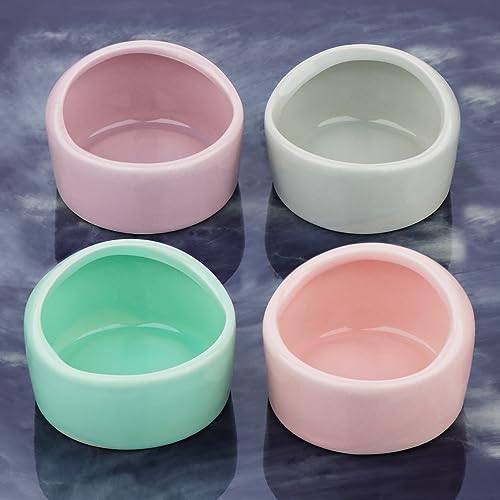 2 Pcs Ceramic Hamster Bowl, Small Animal Food Bowl and Water Dish Feeder for Hedgehog Hamster Guinea Pig Sugar Glider Rat Gerbil Mice Chinchilla (Colors May Vary)