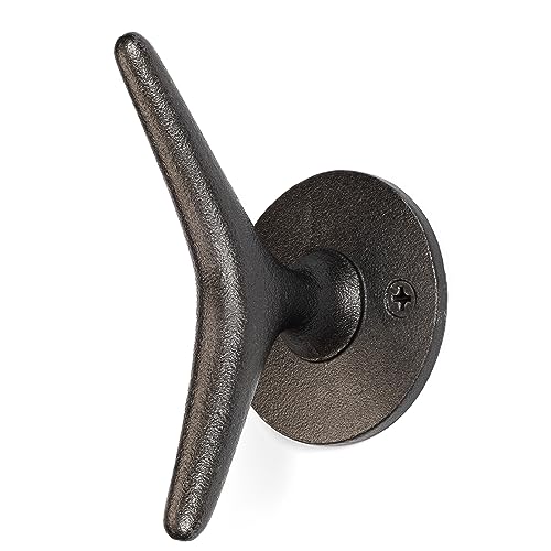 Cast Iron Coat Hooks - Boat Cleat Nautical Marine Entryway Decor Multi-Purpose Hat Towel Hanging Hook - Durable & Rust-Resistant - Includes Mounting Hardware - 4 Pack (Large, Natural) - style: Boat Cleat Large (Natural)