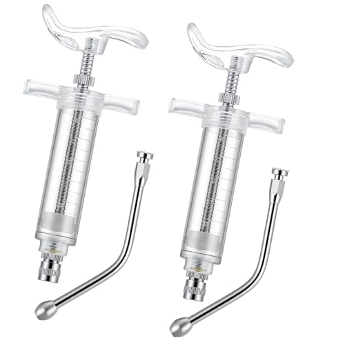 Threlaco 2 Pcs 30ml Large Drench Gun for Goats Large Dosage Feeding Gun Reusable Veterinary Medicine Syringe Continuous Dosing Feeding Dispenser for Goat Sheep Cattle Horse Livestock(Clear) - color: Clear, size: 30ml, style: Stylish