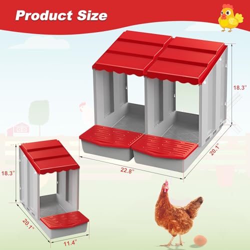 Chicken Nesting Boxes,2 Hole Nesting Box for Chicken Coop, Rolling Egg Collection and Protection Nesting Boxes - size: 2 Compartment