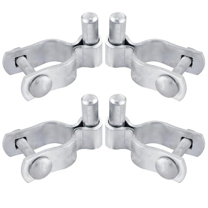 4 Pack 2-3/8" Chain Link Fence Frame Gate Post Male Hinge, Galvanized Steel Gate Hinge for Fence Posts, Bolts & Nuts Included - size: 2-3/8" Male