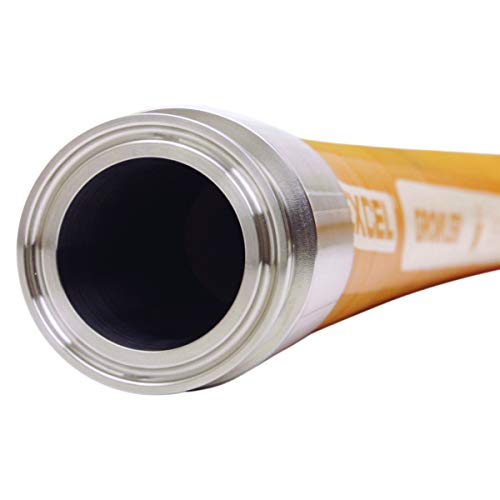 Food Grade Hose for Brewery Distillery Restaurant Beer Growler Bar Service 10 ft Drink Safe Beverage Line Hot Cold Transfer Hose, 1.5" Flex Rubber Sanitary Hose Assembly, Steel 316L Tri-Clamp Fitting
