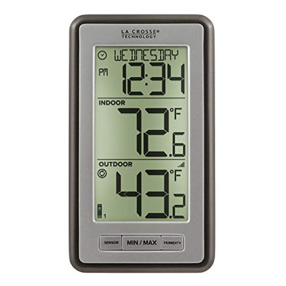 La Crosse WS-9160U-IT V3 Digital Wireless IN/OUT Thermometer with humidity | 24-hr time - color: Titanium